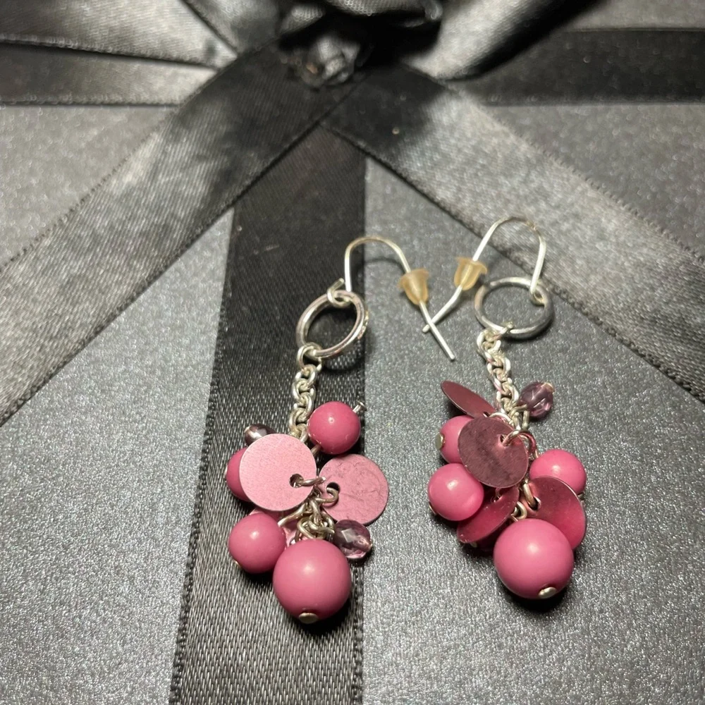 7 for $20 Pink and Silver Beaded Dangle Earrings
